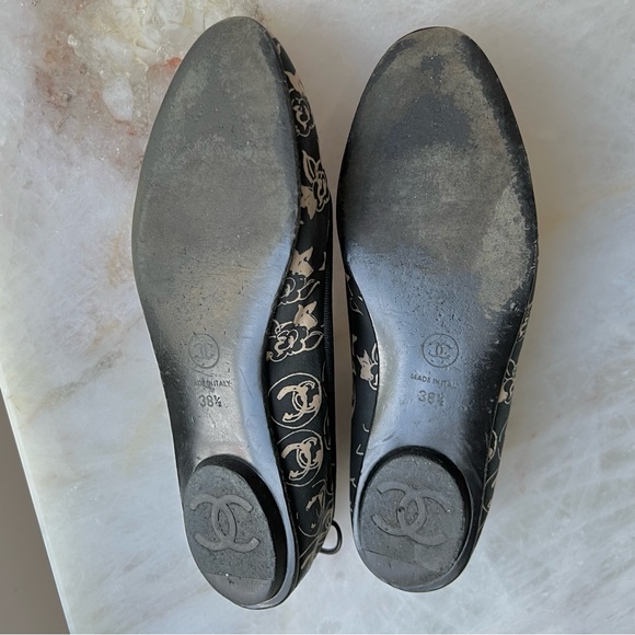 CHANEL Vintage Interlocking CC Logo pattern print green Ballet Flats - Picture 10 of 12